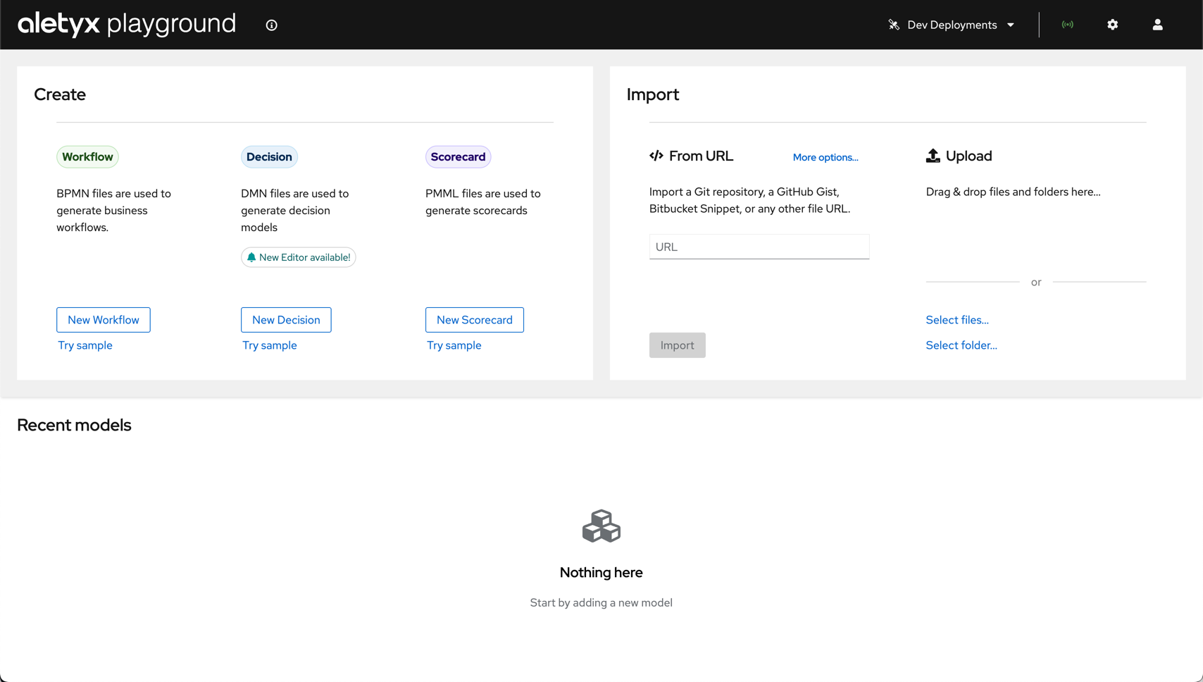 Alteryx Playground Welcome Screen